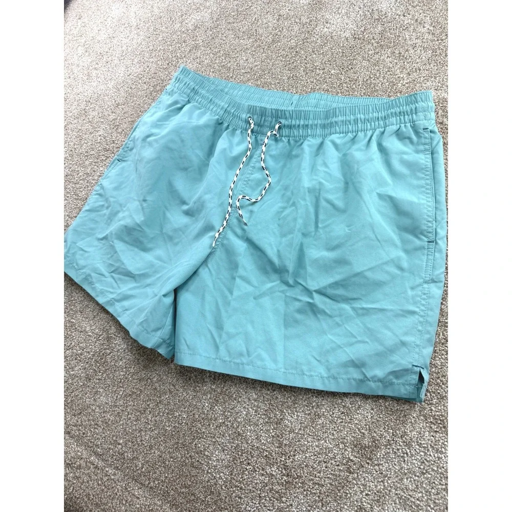 Goodfellow & Co Mens Teal Blue Recycled Polyester Swim Trunks‎ XL Board Shorts
